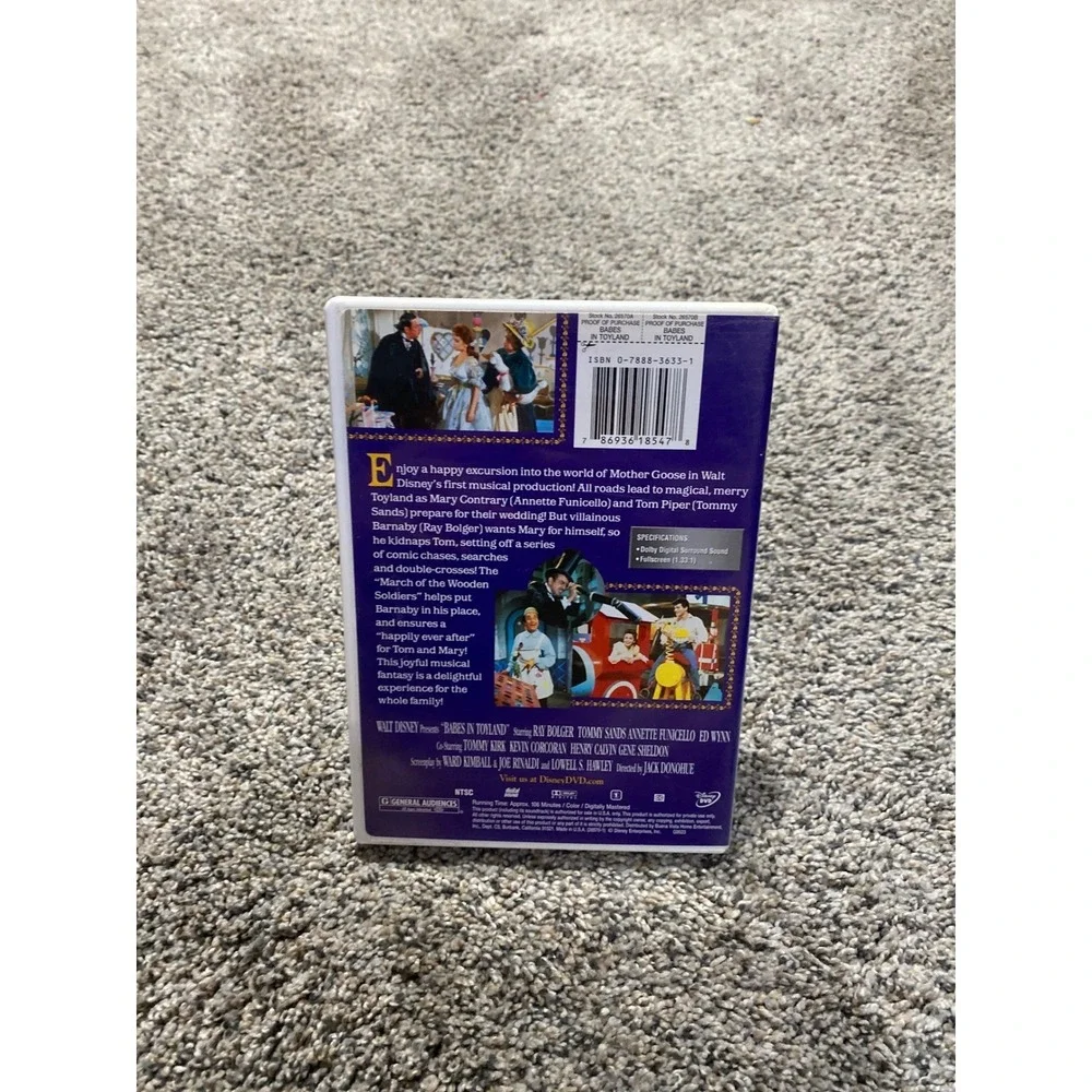 Disney Babes in Toyland DVD Annette Funicello Tommy Sands Musical Movie Classic